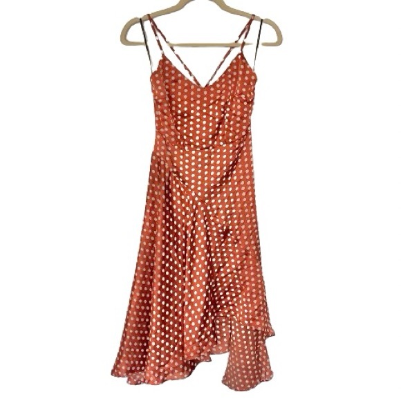Lulu's Bellamy Rust Brown Polka Dot Backless Handkerchief Dress - Picture 6 of 13